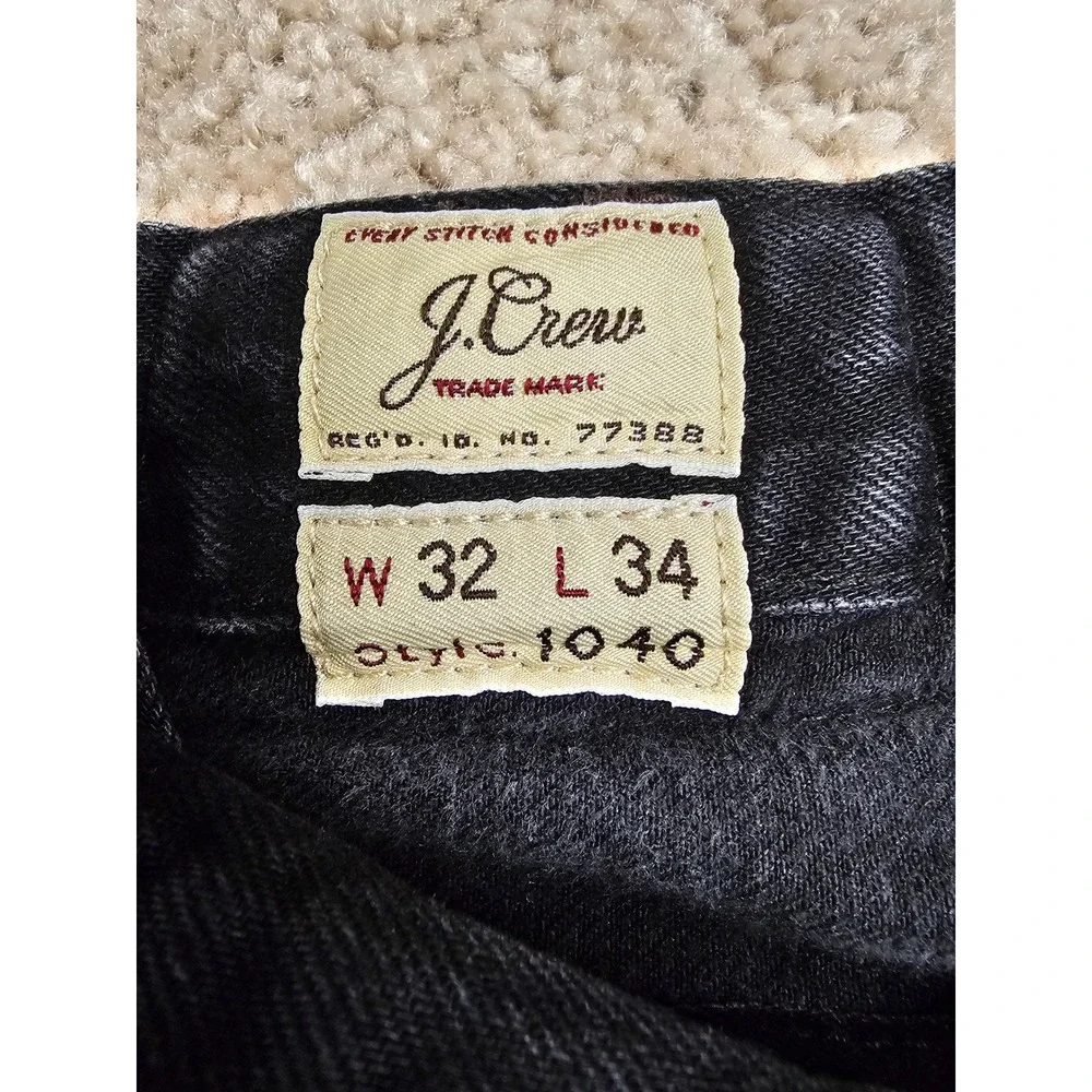 J.Crew 1040 Straight Fit Japanese Kaihara Denim Jeans Black 32x34 (31.5)